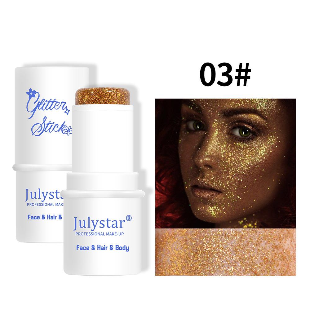 Julystar 8 Colors Face and Body Glitter Stick Festival Makeup Chunky Sparkle Eyeshadow Highlighter Shimmer Cream for Party Stage Rave Cosmetics