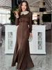 Robe Longue Minceur Imprimé Marron Automne 2025 pour les Marchés Européens et Américains