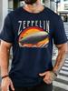 Unisex Crew Neck Tee Vintage Zeppelin Airship Sunset Art Print Short Sleeve Top Retro Rock Summer Outside Casual Daily Street Wear