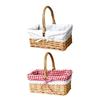 Wicker Picnic Basket with Handle and Washable Liner for Camping Vegetable Picking Mother's Day Thanksgiving Outings