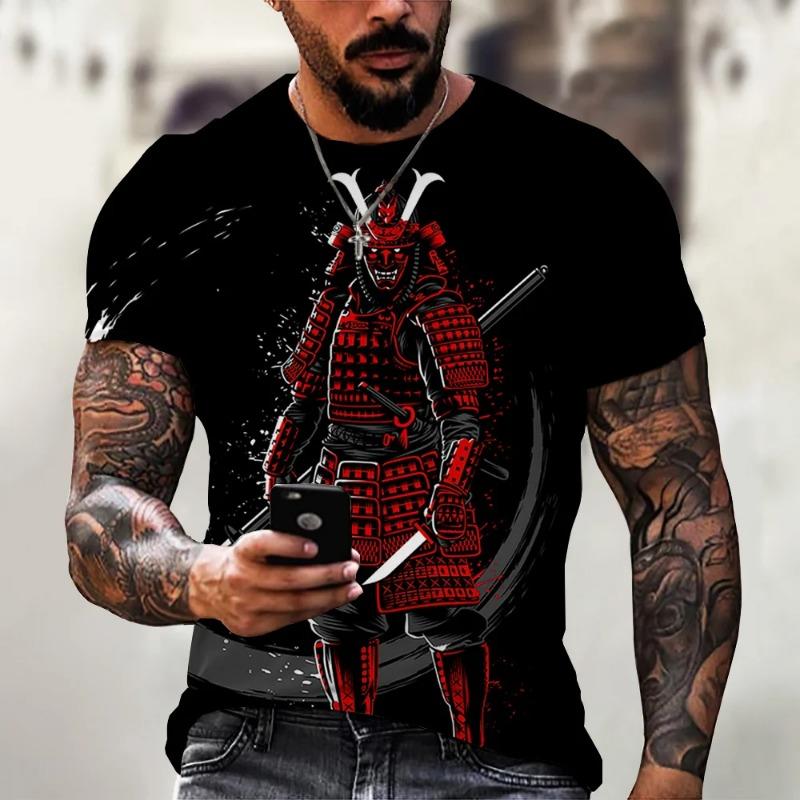 Vintage Samurai T-shirts For Men 3D Japan Style Print Short Sleeve Tops Street Hip Hop Streetwear Ninja Tees Men's T Shirt 6XL