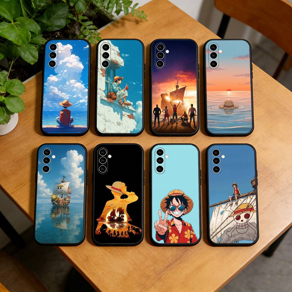 Luffy Straw Hat Calm Ocean Straw Hat Phone Case For Samsung Galaxy A73,A72,A71,A70,A53,A52,A51,Others Soft Black Cover