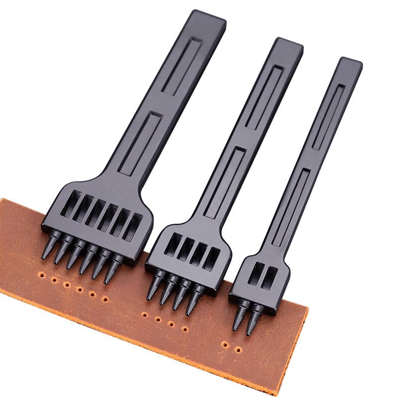 Black Round Hole Punch Set for DIY Leather Craft - 2, 4, 6 Holes