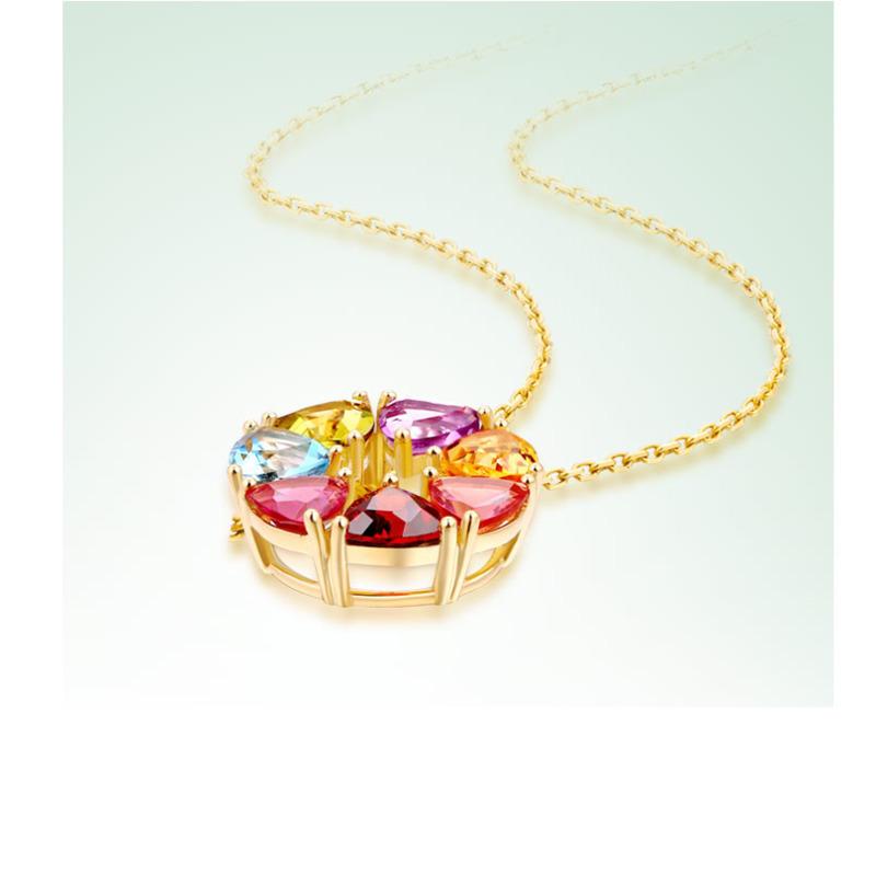 BELLA BOX Novo arco-íris seis estrelas moda personalizado redondo oco caibao pingente feminino clavícula corrente fina jóias novas tendências