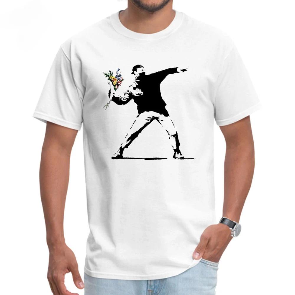 

Tshirts Novelty Street Art Designer Rebel Tees Swag Banksy Flower Thrower T Shirts Fabric Men Tshirt Mens 4XL