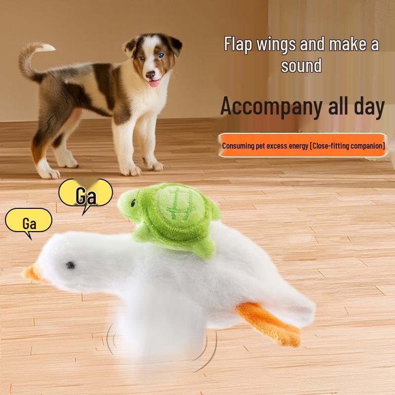 Electric White Goose Plush Cat Teaser Toy for Self-Entertainment