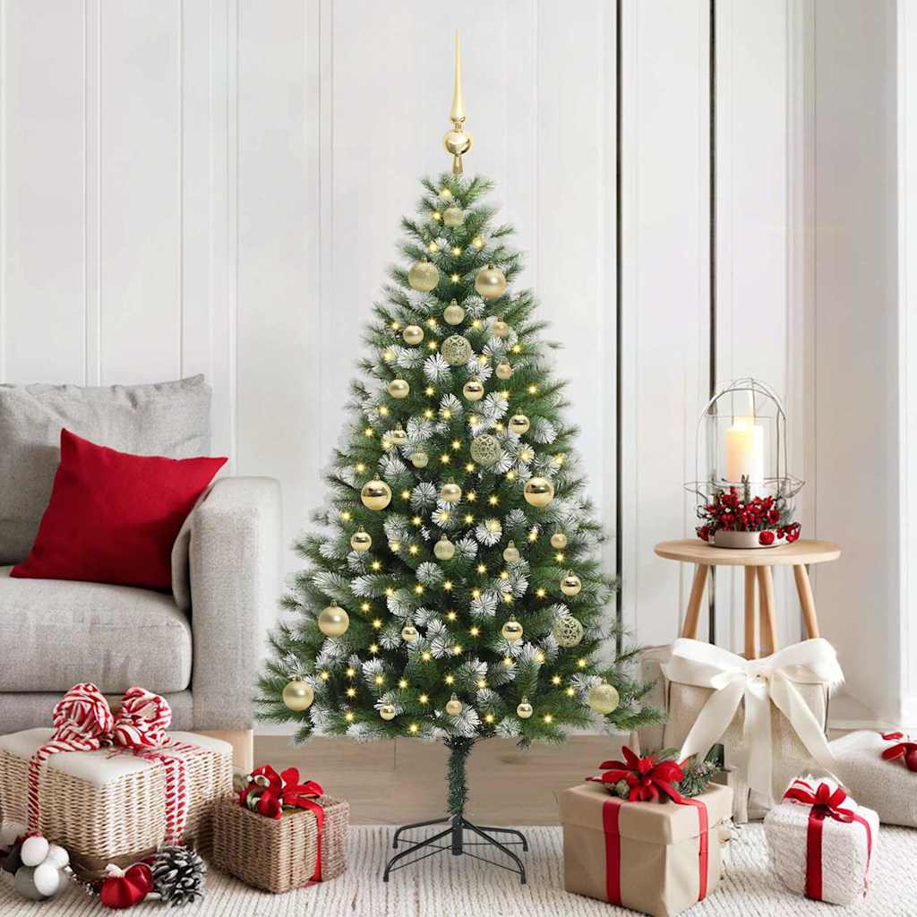 vidaXL Artificial Rotatable Christmas Tree with Flocked Snow