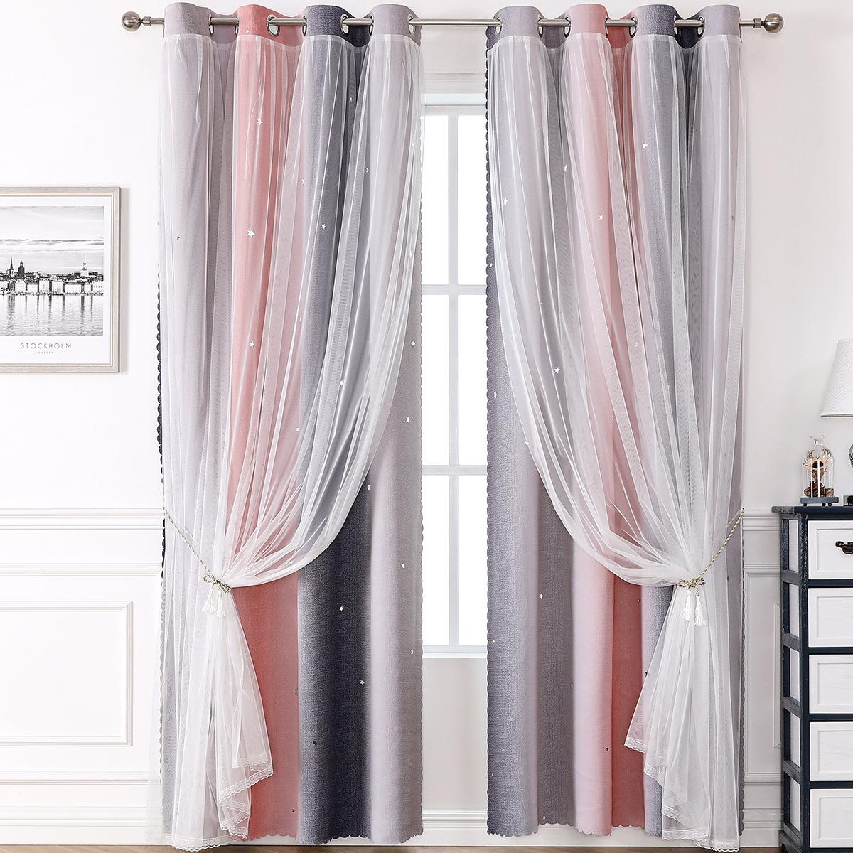 

Кружевные прозрачные и затемняющие шторы, двухслойные шторы Morandi Rainbow Gradient Striped, светофильтрующие шторы для окон, спальни, гостиной 100x130cm