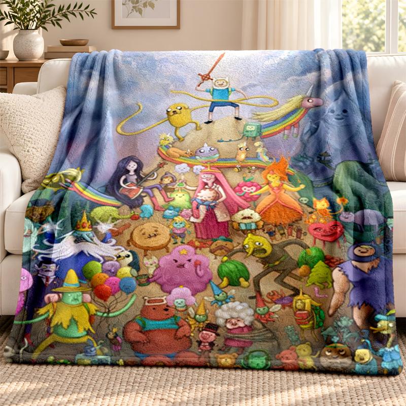 Adventure Time Blanket Flannel Blanket Soft Cozy Plush Throw for Sofa Bed Lightweight Home Decoration Outdoor Camping