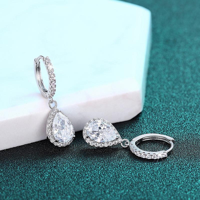 925 Silver Drop Earrings for Women AAA Cubic Zirconia Crystal Earrings Engagement Wedding Eternity Jewelry Gifts