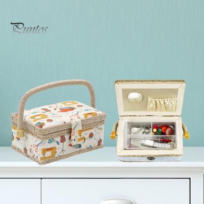 Large Capacity Sewing Basket Sewing Accessories Organizer Box with Portable Handle Thread Needle Pin Scissors Sewing Kit Carrying Case
