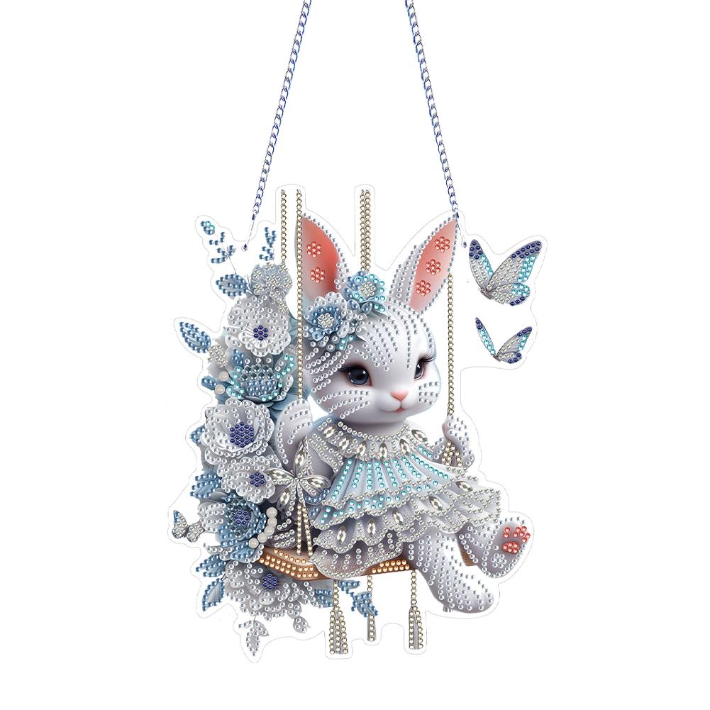 

Easter Bunny Diamond Art Hanging Pendant Double-sided Printing Diamond Painting Home Decor 5D DIY Diamond Painting Dots Pendant
