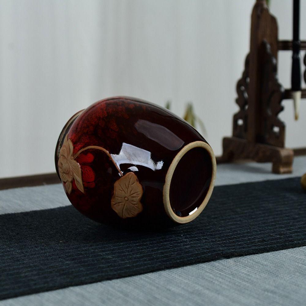 Chinese Tea Jar Ceramic Food Storage Container Multifuncational Sealed Pot Home Supplies