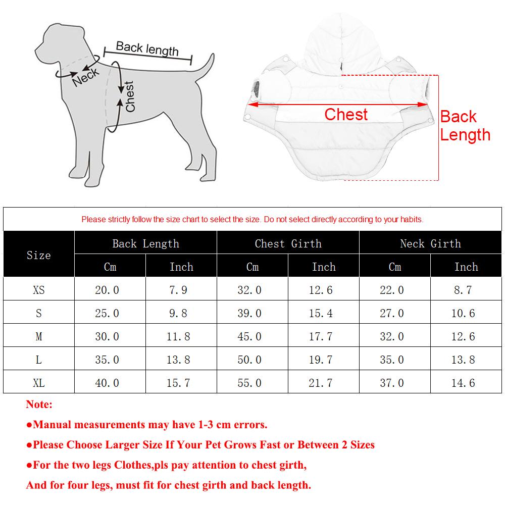 Thicken Dog Jackets Winter Windproof Warm Puppy Clothes For Small Medium Dogs With D-ring Fleece  Chihuahua Yorkie Pet Outfits