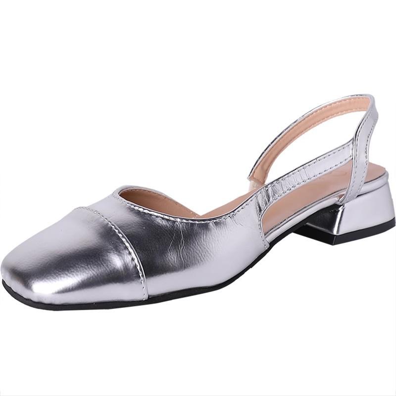 2025 spring and summer Mary Jane shoes children's medium heel bag head sandals women's thick heel single shoes square head French high heels