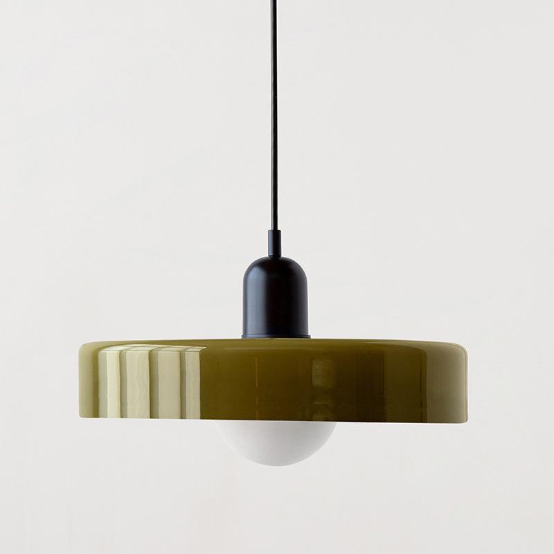 Danish Mid-Century Cream Green Retro Glass Chandelier for Restaurants & Bars