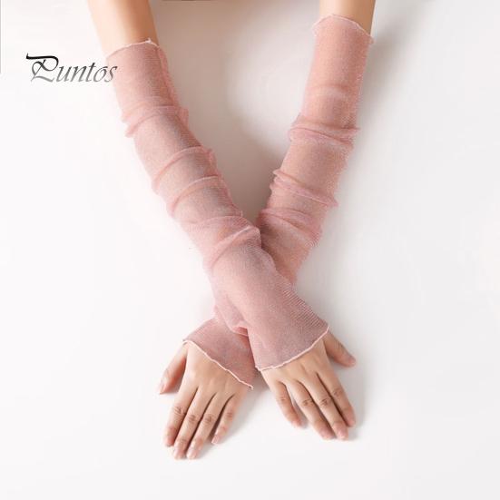 Damskie przezroczyste rękawy z siateczki, długie, ultracienkie koronkowe rękawiczki bez palców, ochrona przed promieniowaniem UV, chłodząca siateczka, tiul, rękawy z filtrem przeciwsłonecznym na zewnątrz