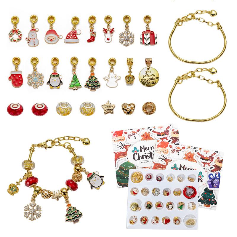 Collana dell'Avvento di Natale Scatola a Sorpresa Orecchini a Bottone Scatola Regalo Foro Gioielli Musicali Scatola a Sorpresa Regalo Calendario del Countdown 24