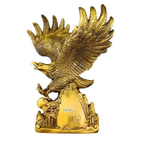 Majestic Brass Eagle Ornament - Tong Rui Xiang Great Peng Spreading Wings Copper Decoration