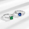 Copper Stylish Simple British Style Elegant And Calm Square Emerald Zircon Ring
