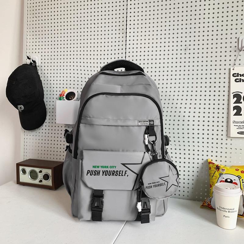 Schoolbag Japanese ins Tooling Style School Bag Male Large Capacity Junior High School Student Backpack Cool College Student Couple Backpack