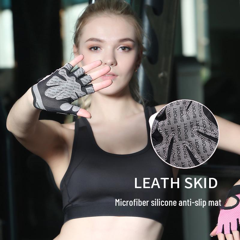 Women's Breathable Anti-Slip Half-Finger Fitness Gloves for Gym, Yoga, Cycling with Butterfly Mesh Design