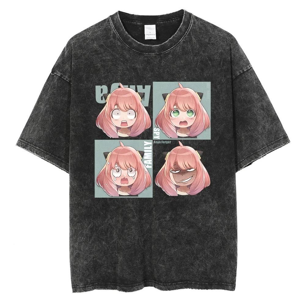 Spy x Family Anya Peeking Classic Scene Vintage Washed Anime T-Shirt, Unisex Cute Anime Fan Streetwear Tee, 100% Cotton Casual Short Sleeve Top