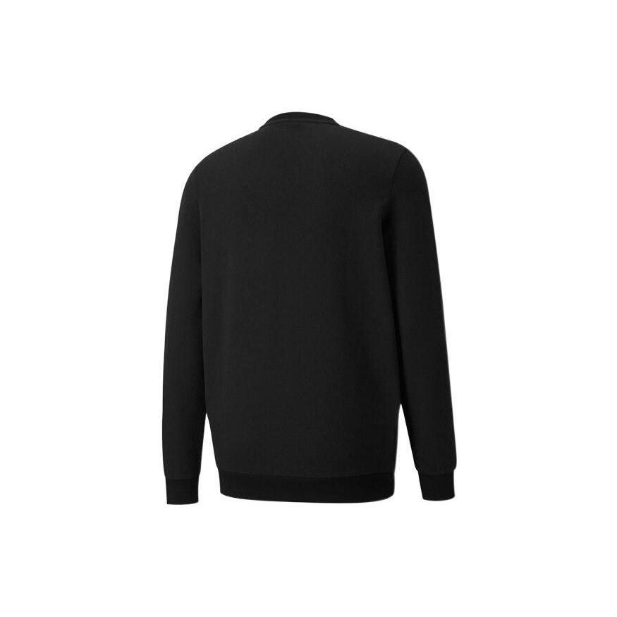 Puma Small Logo Print Solid Crew Neck Long Sleeve Pullover Sweatshirt Men Tops Black 849575-01