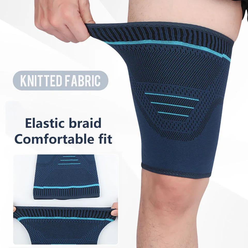1Pcs Sports Thigh Protectors Knitted Prevent Muscle Strain Compression Thigh Pads Outdoor Running Basketball Leg Wraps Men Women