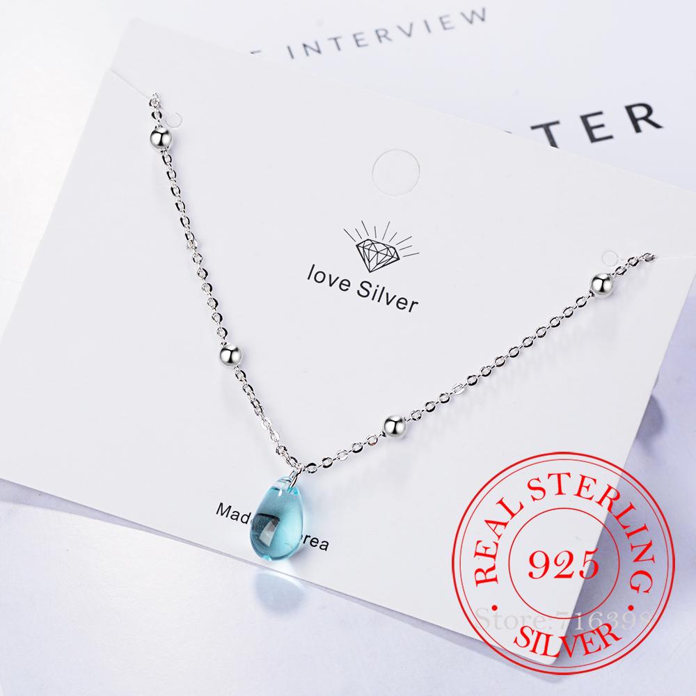Fashion 925 Sterling Silver Blue Crystal Charm Bracelets For Women Gift Femme Prevent Allergy Sterling-silver-jewelry