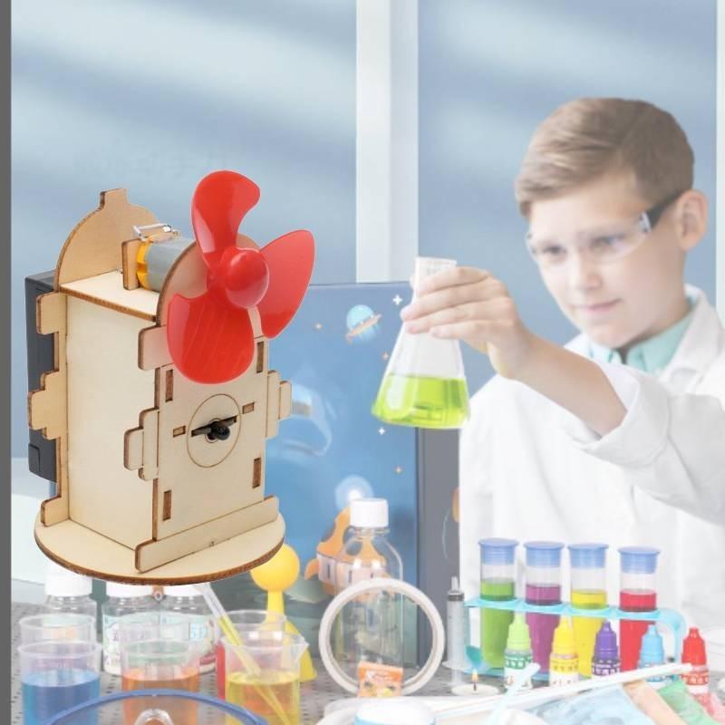 Stem Science Experiment Diy Flame Induction Fan Handmade Kit For Kids Wooden Material