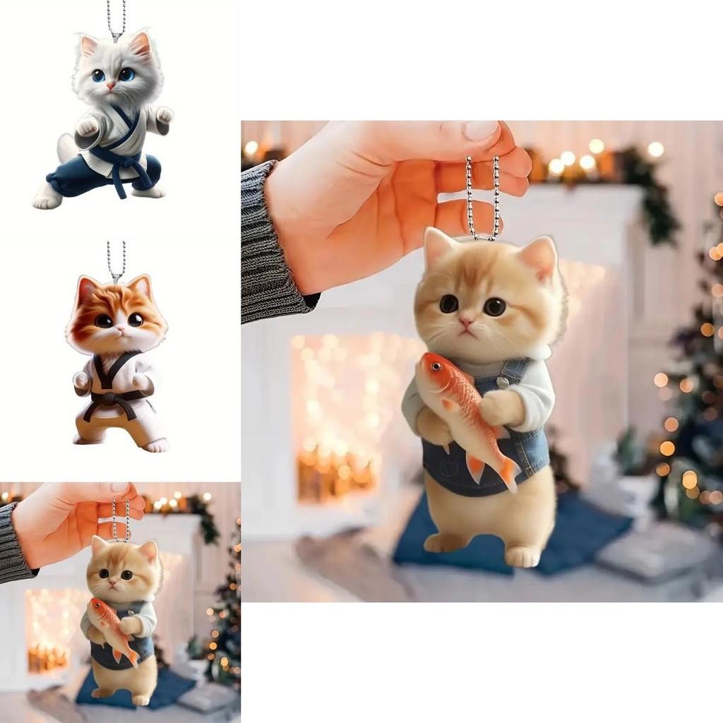 Cat Car Acrylic Pendant Decoration With Minimalist Style For Interior Decor