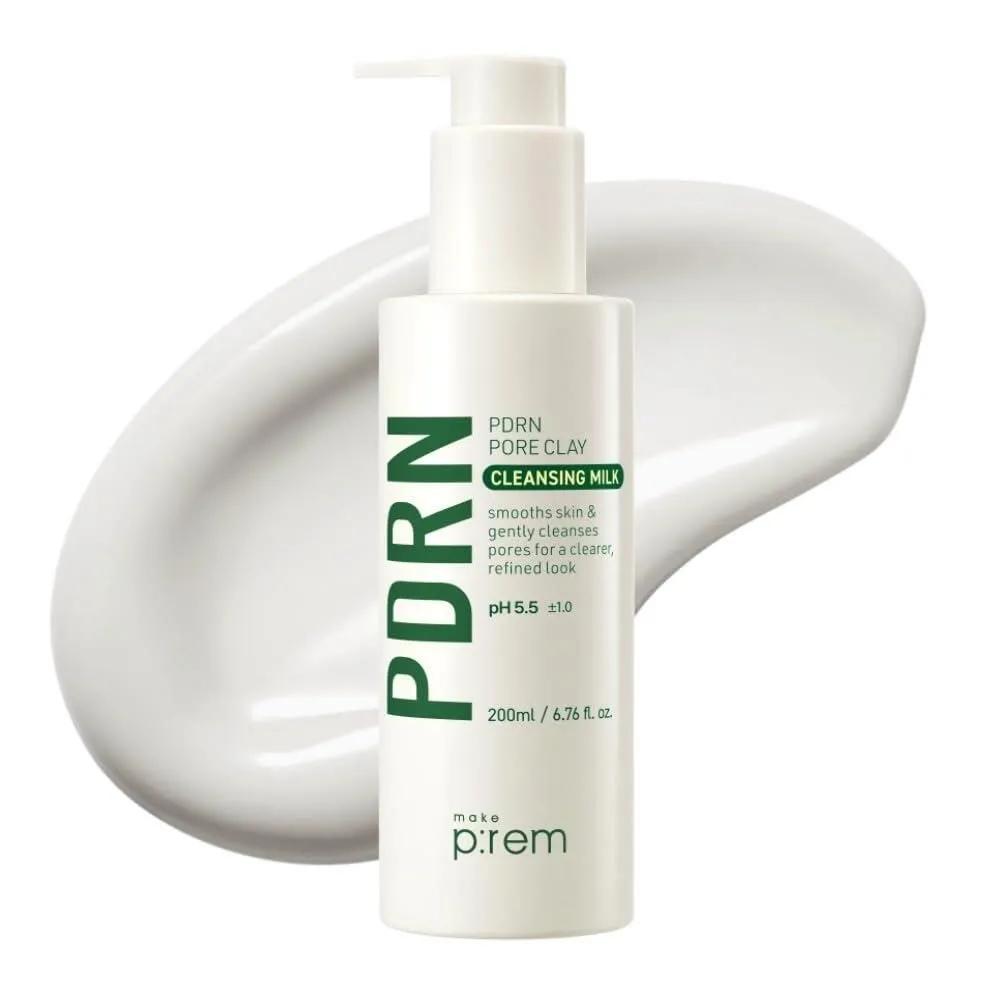 

makeprem PDRN Pore Clay Cleansing Milk Hydrating Gentle Face Wash for Sensitive Skin Korean Milky Cleanser 200ml 6.76