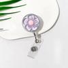 Cute Floral Badge Reel Retractable ID Card Badge Holder Clip Worker ID Card Pull Buckle  For Women