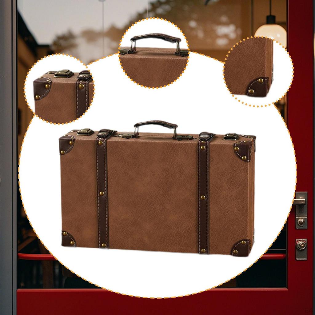 Antique Suitcase Decorative Storage Box Ornaments Old Fashion Chests Luggage Case