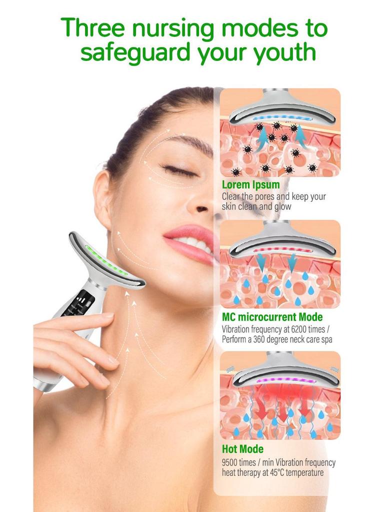 Seven-Color Light Portable Facial and Neck Beauty Massager