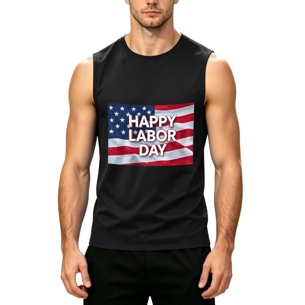 Men's Sleeveless Casual Tank Top Muscle Shirt with Printed Graphic for Labor Day Comfortable Fit Lightweight Summer Wear
