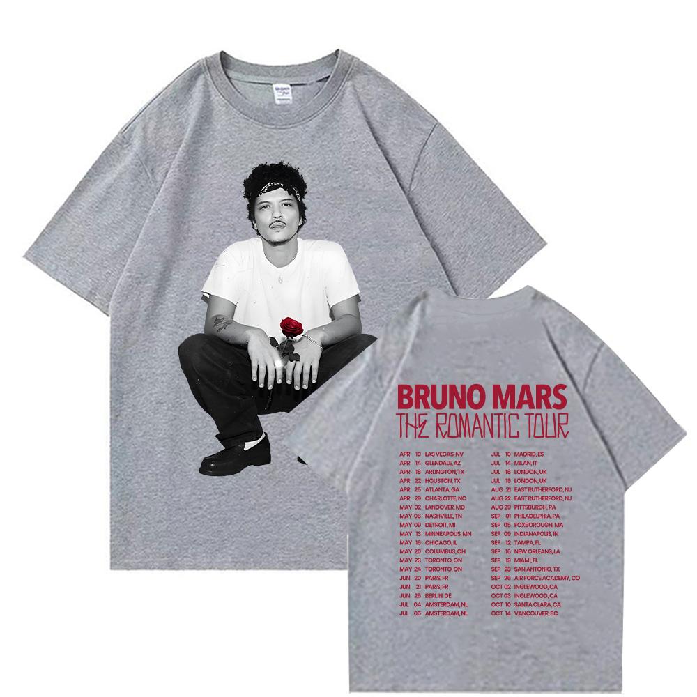 The Romantic Rose Tee Bruno Mars The Romantic Tour T-shirt High Quality 100Cotton Women Men Casual Clothing Y2K graphic shirts couple matching outfits