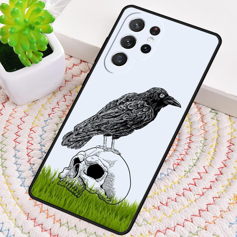 Raven Crow Skull Pattern Phone Case For Samsung Galaxy Note 10 Pro S26 S25 S24 S23 S22 Ultra Plus S21 FE S20 Shockproof Cover