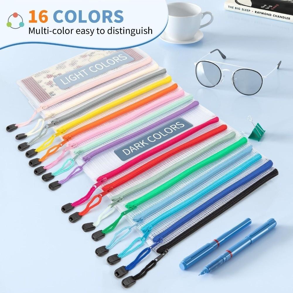 Thick Mesh Zipper Pouch Waterproof Bill Storage Bag Multipurpose Stationery Organizer  Students