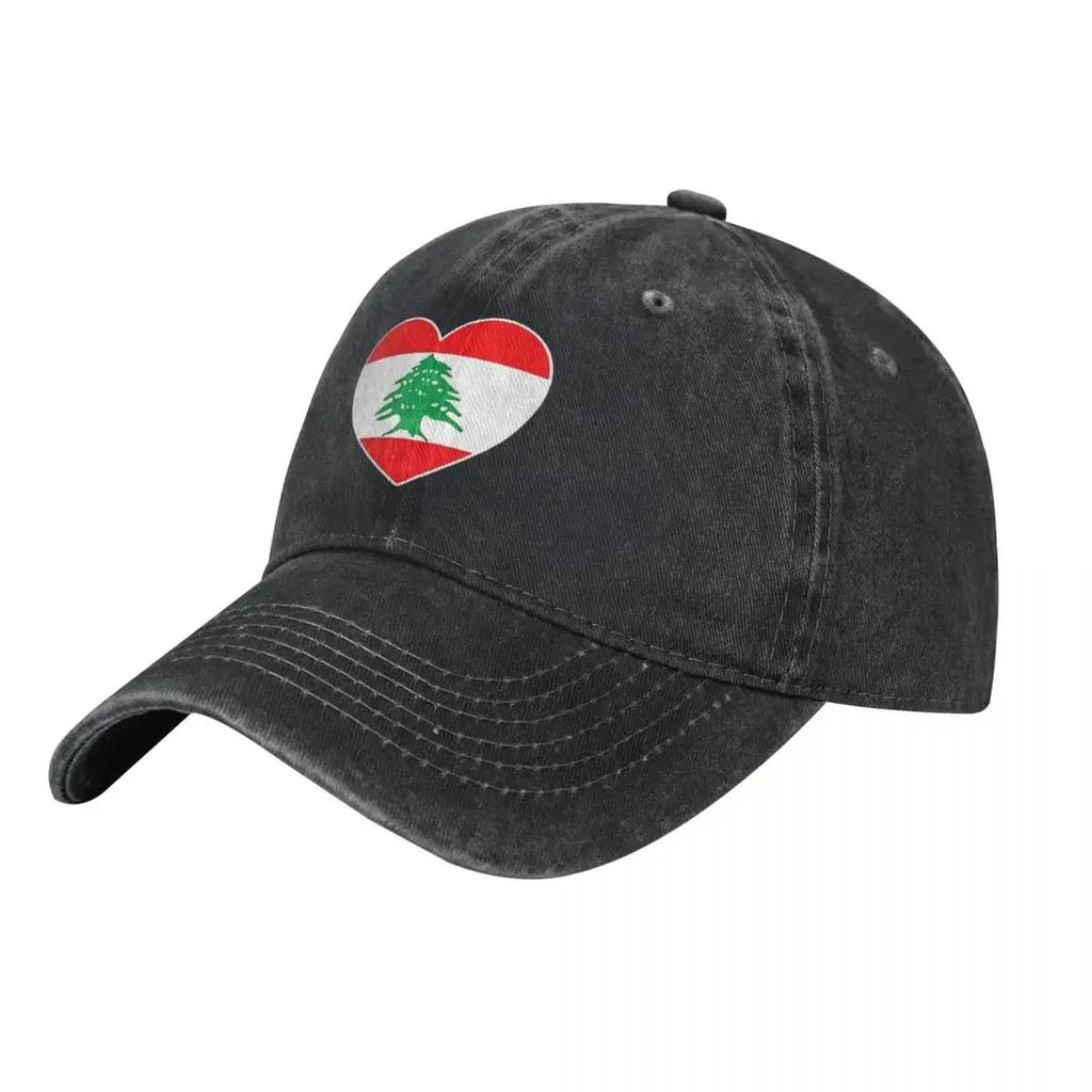 I Heart Lebanon Lebanese Flag Baseball Caps Vintage Distressed Denim Headwear for Men Women Outdoor All Seasons Travel Caps Hat