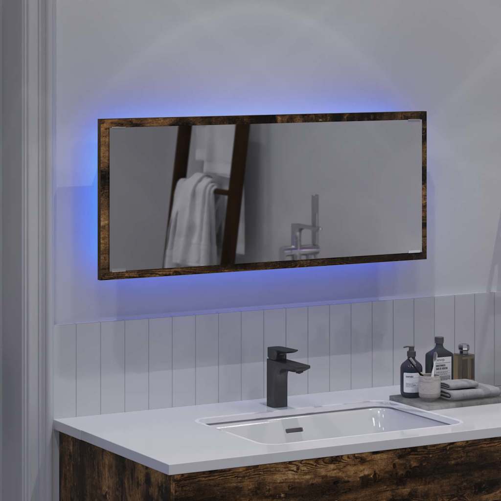 Mirror Smoked Oak 90 x 8.5 x 37 cm Engineered Wood