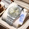 Men'S Watch Stainless Steel Waterproof Non-Mechanical Luminous Calendar Fashion Steel Belt Watch