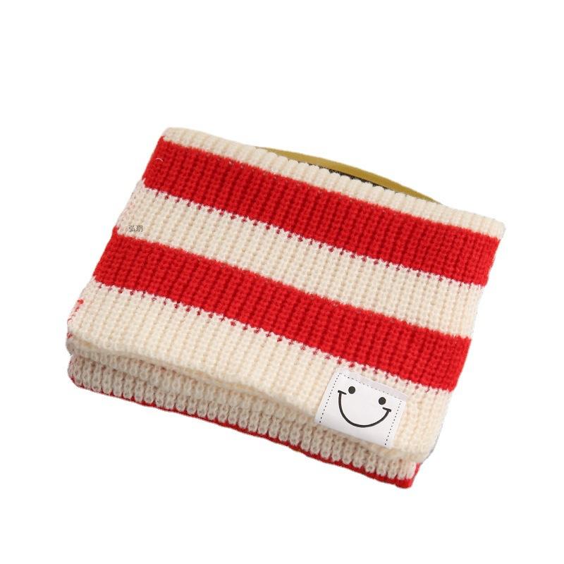 Autumn/Winter New Knitted Scarf Women's Korean Version Sweet Student Stripe Color Blocked Woolen Neck