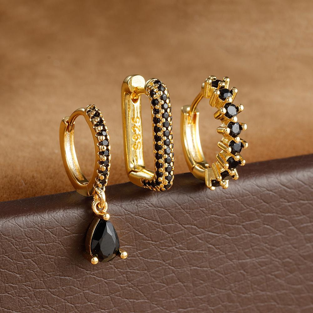 

3PCS Dainty Stainless Steel Horse Eye Zircon Round Small Hoop Earrings Set For Women Fashion Huggie Women s Jewelry pendientes