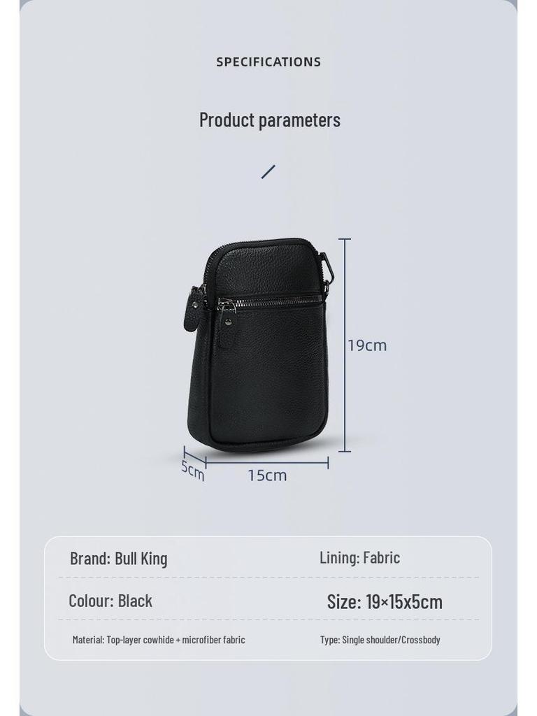 Unisex Large Capacity Leather Crossbody Phone Bag