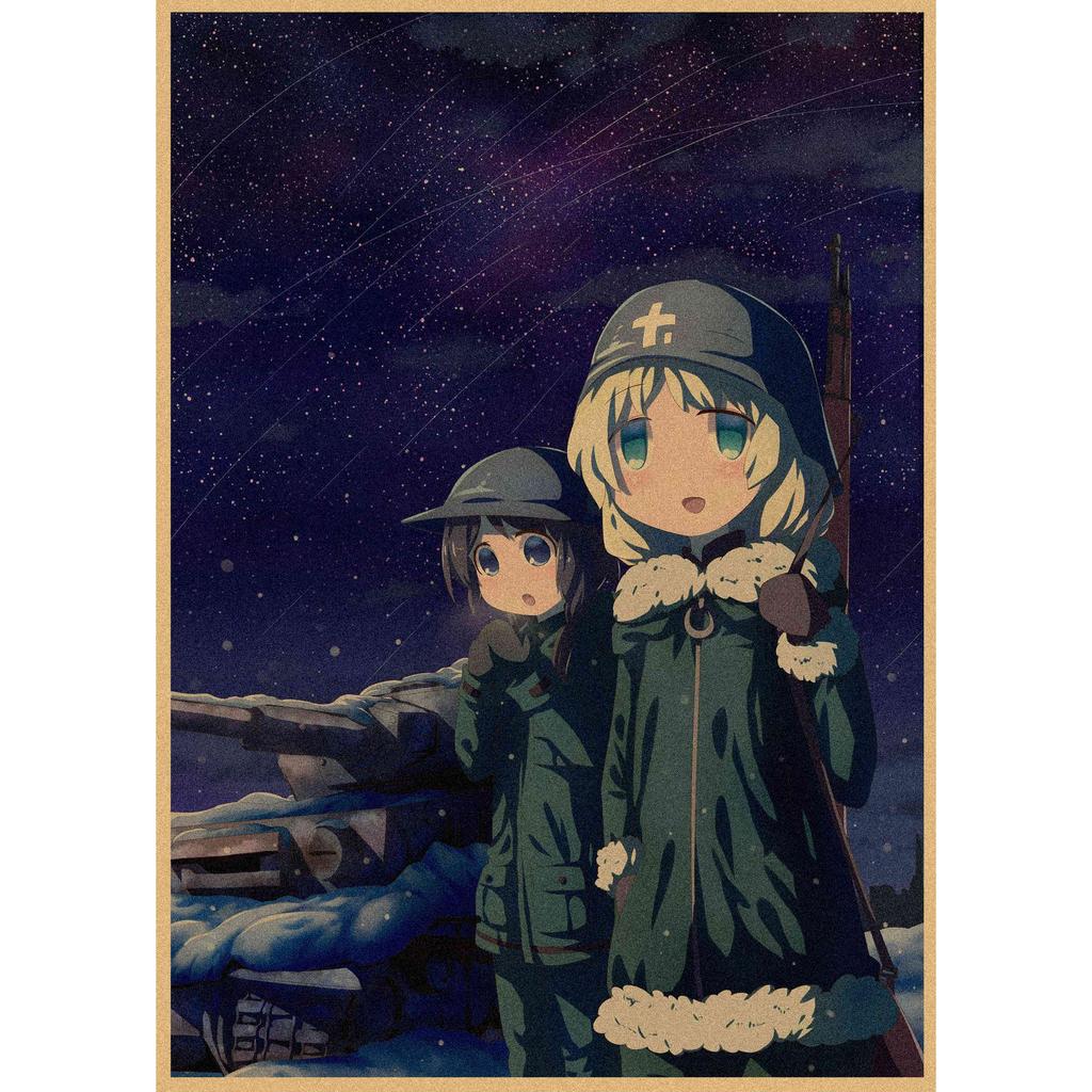 Retro Japanese Anime Girl Journey Poster - Kraft Paper Decorative Wall Art