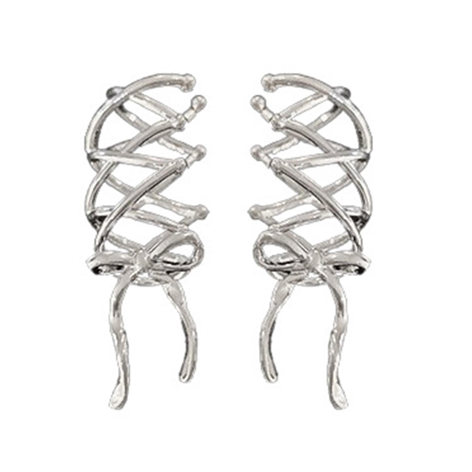 

Серьги-бантики Минималистичные клипсы на уши без прокола Стильный аксессуар в форме банта для любителей моды серебряный