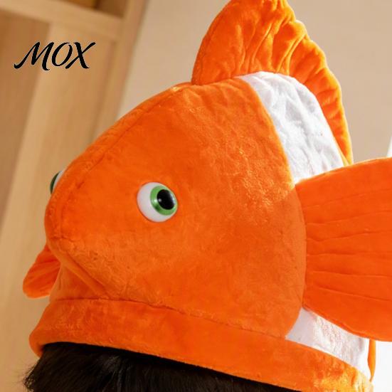 Ocean Party Costume Plush Clown Fish Hat, Halloween Clownfish Hat for Kids Comfortable Animal Cap Adults, Cosplay Headwear Stage Performance Dress-up