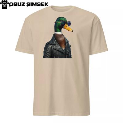 Coole Ente mit Sonnenbrille und Lederjacke Unisex-T-Shirt | lustiges skurriles Grafik-T-Shirt